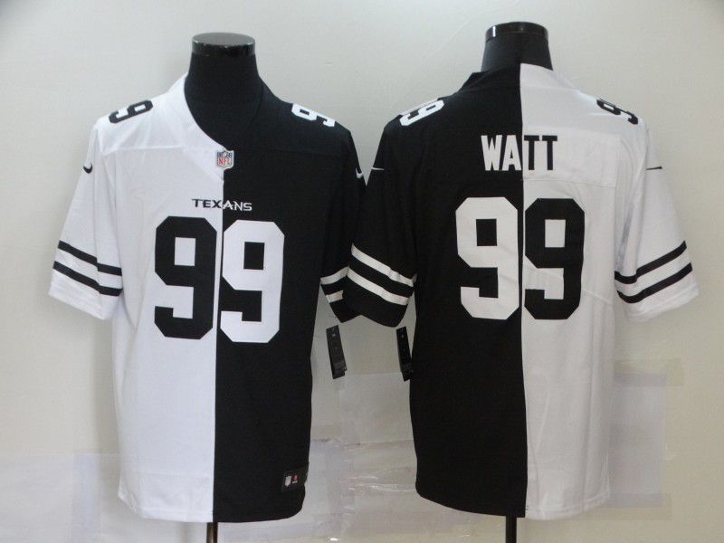 Men Houston Texans 99 Watt Black white Half version 2020 Nike NFL Jerseys